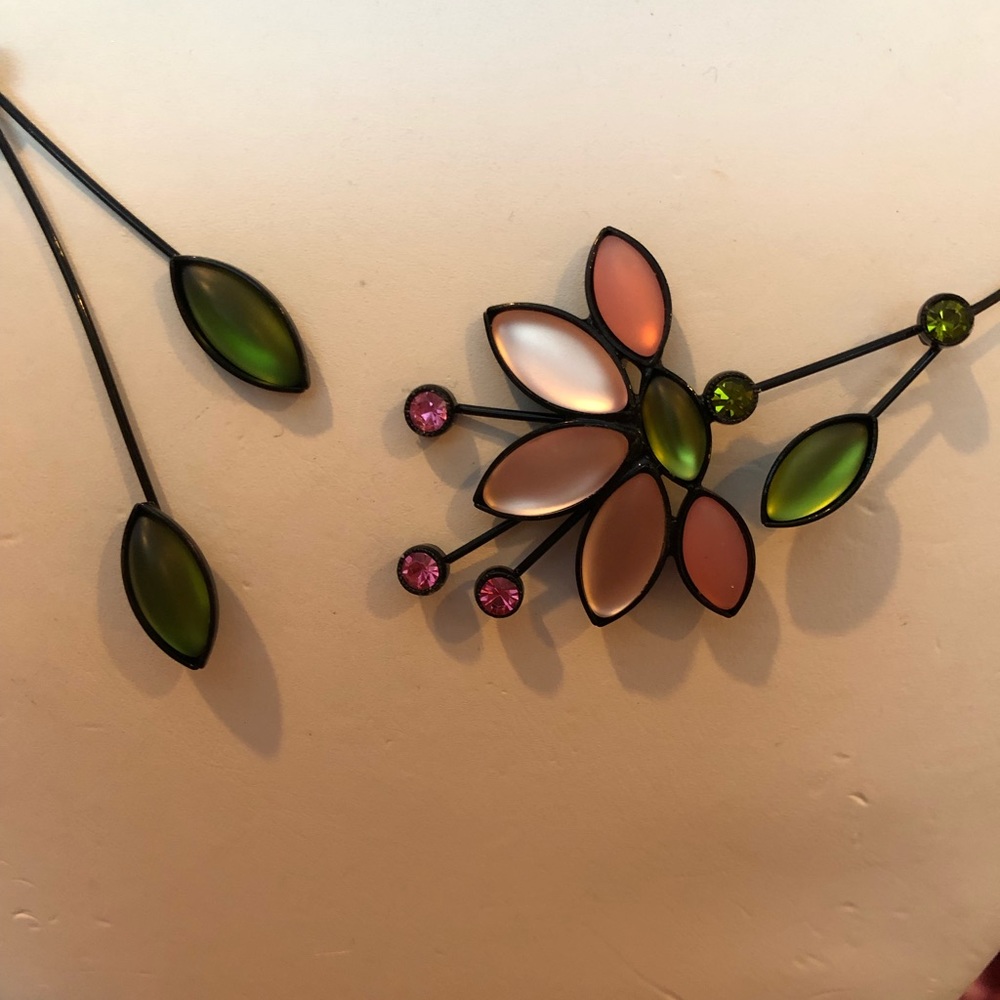 Kristina Collection Czech Glass Blk Wire Necklace